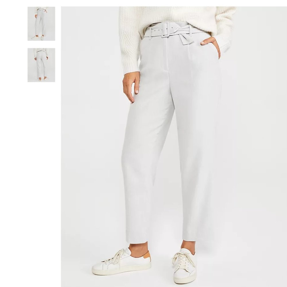 Ann Taylor Light Gray Cropped Belted Trousers